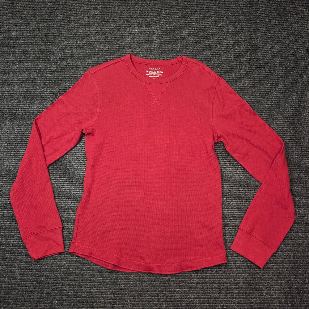 Y2k Skater Sonoma Thermal Crew Men's Small 100% Cotton Red